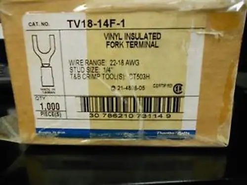 von 1 000 Thomas & Betts TV18-14F-1 Vinyl-isolierte Gabelklemme 22-18 AWG