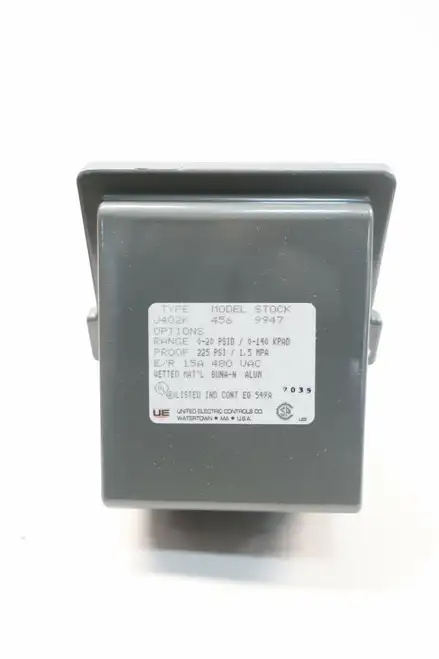 Ue United Electric J402K-456 Pressure Switch 0-20psi 480v-ac