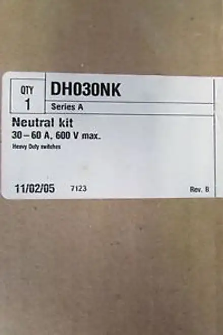 EATON CUTLER HAMMER DH030NK 30-60 AMP 600V Hochleistungsschalter Neutrale Baugruppe