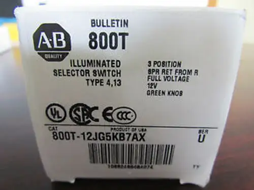 Allen Bradley 800T-12Jg5Kb7Ax Illuminated Selector Switch Series U
