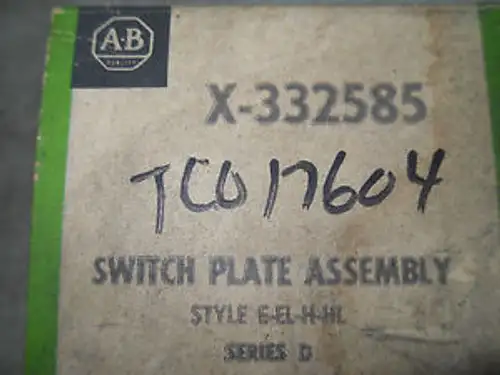 1 Allen Bradley X-332585 Switch Plate Assembly