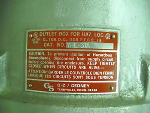 O - Z Gedney Auslass für Haz. Standort # Ype-31A