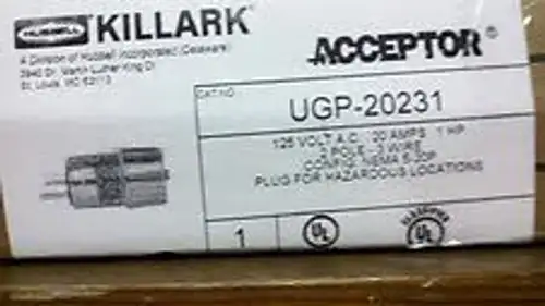 Killark Explosion Proof PLUG. UGP-20231 (125 VOLT) 20 AMP