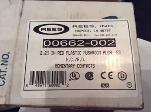 REES 00662-002 HEAVY DUTY PALM PUSH BUTTON SWITCH 600VAC/250VDC