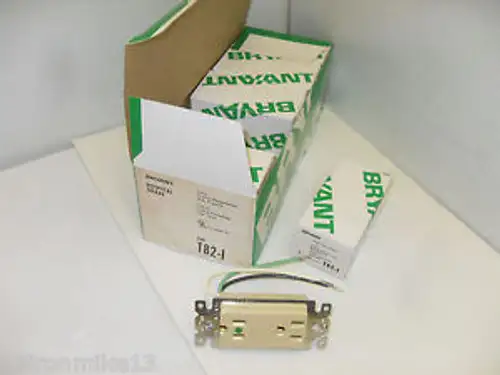 -10 Bryant/Hubbell T82-I 15-Amp 125V Ivory Hospital Grade Receptacle 15A