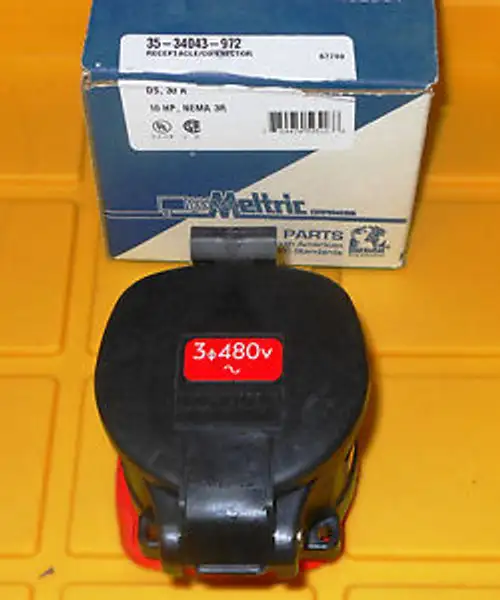 Meltric Inlet Plug 35-34043-972 V Pin And Sleeve Receptacle Inlet/Plug W/Cover