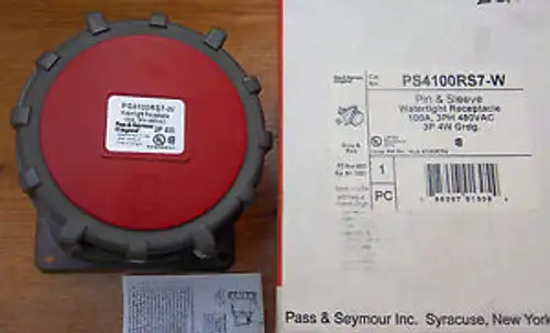 P&S Ps4100Rs7W 4100Rs7W 100 Amp 480 Volt 3 √ò Steckdose Pin Hülse 3P 4W