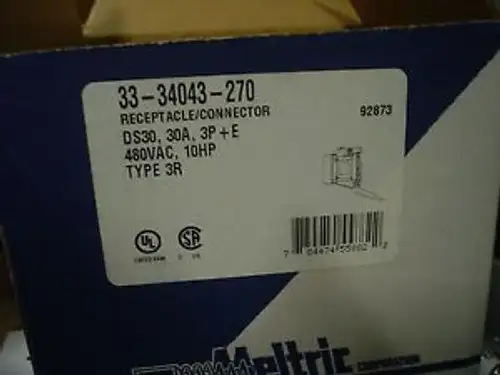 Meltric Receptacle Ds30 30A 3P+E 33-34043-270 -60 Day