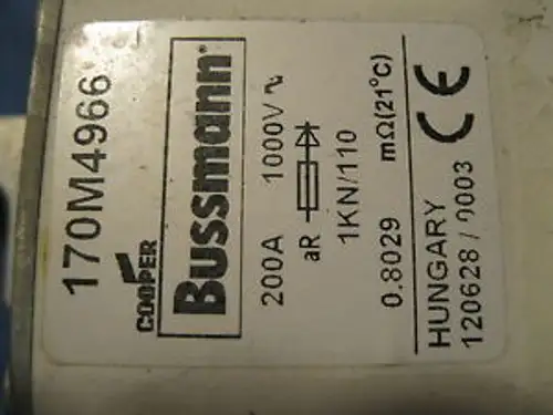 Cooper Bussmann 170M4966 200A 1000V 1KN/110 Fuse