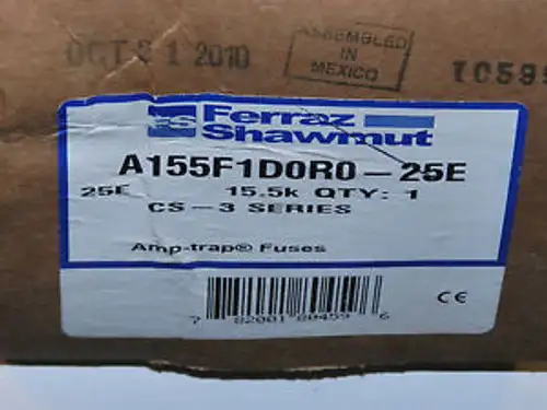 New Surplus Ferraz Shawmut Fuse A155F1Doro-25E A155F1D0R0-25E 15.5K