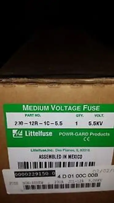 Littelfuse Medium Voltage Fuse 230-12R-1C-5.5 5.5Kv Amps 230