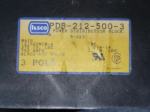 Ilsco: Pdb-212-500-3 Power Distribution Block W/ Allen Bradley: 1494V-Fsr622 &Lt