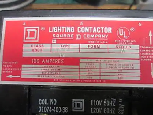 Square D Lighting Contactor 8903-Sq02