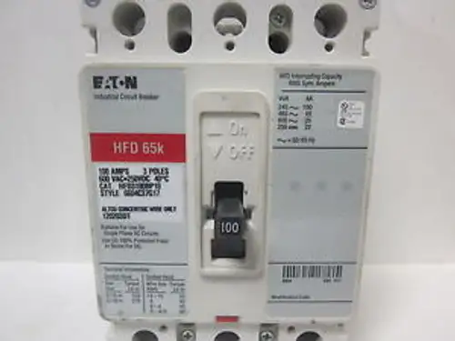 Eaton 100A 3P Hfd 65K Leistungsschalter Hfd3100Bp10...... Wa-03