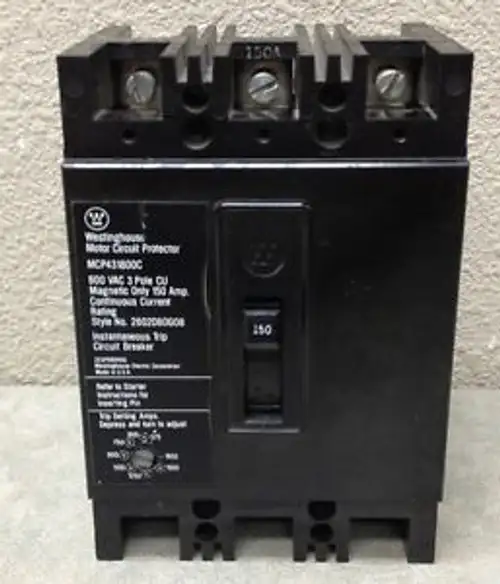 Westinghouse Mcp431800C 3 Pole 150 Amp 600 Volt Magnetic Only Trip 575-1800A