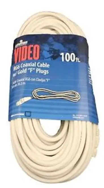 Leviton C6851-GCW RG6 Coax Cable Gold Plated 100-Feet White