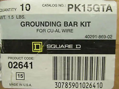 NEW SQUARE D LOT OF 10 GROUNDING BAR KIT CAT No. PK15GTA .... VK-47