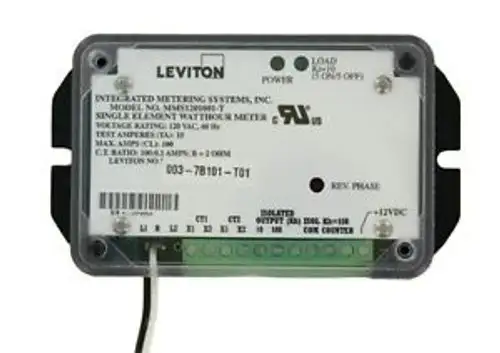 Leviton 7B101-T01 Single Element 1Ph 2W 120V Individual 0.1 Kwh And 0.01 Kw