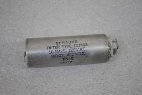 FILTRO SPRAGUE 10JX63 10 AMPERE 125VAC 400 CY 400VDC VINTAGE 5915-01-053-6529