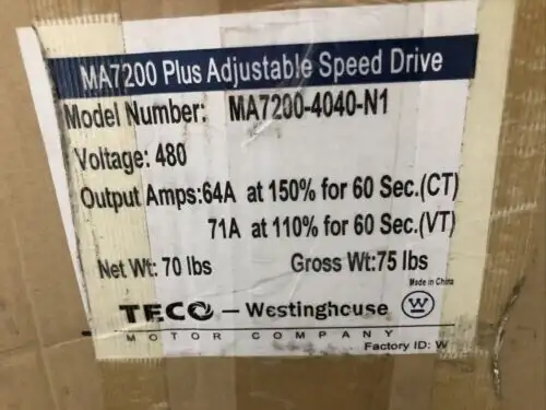 NEW TECO WESTINGHOUSE MA7200-4040-N1 40HP 480v 3PH NEMA1 VFD DRIVE PING