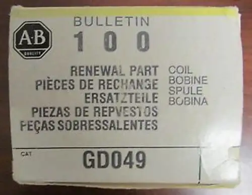 Allen Bradley Gd049 Bulletin 100 Coil 208 V Gd-049