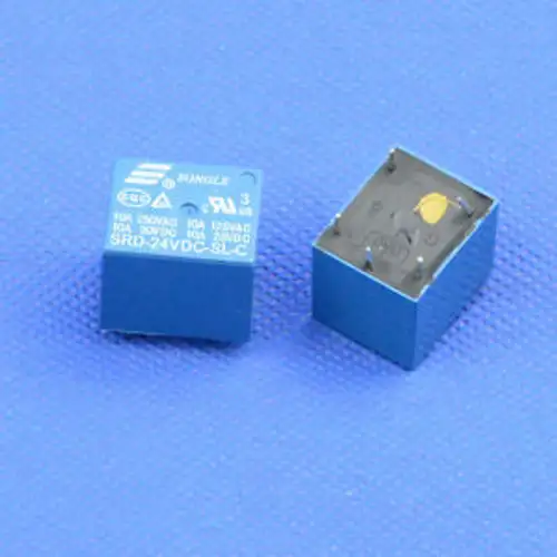 100PCS Mini Power Relay 24V DC coil SRD-24VDC-SL-C SONGLE PCB type electromagnet