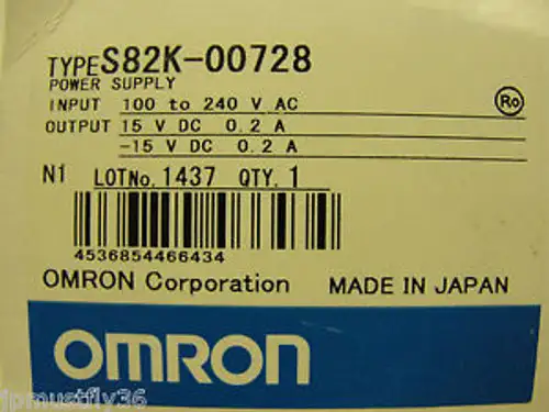 Omron S82K-00728 100-240VAC +15VDC -15VDC .2Amps Power Supply