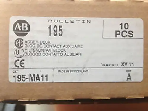 Allen Bradley Bulletin 195 Adder Deck 195-Ma11 Lot Of 10
