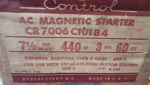 Ge Cr7006B101B In Size 0 Ac Magnetic Starter 220V Coil See Pics #A44