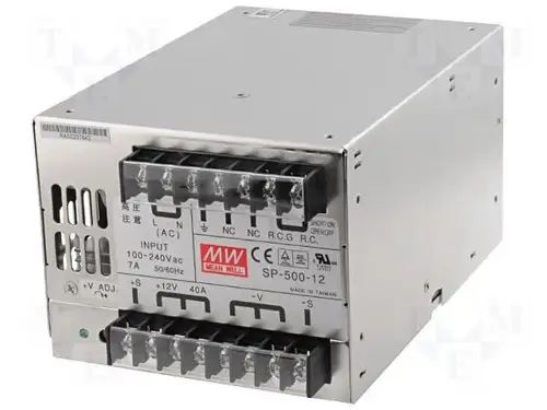 Meanwell SP-500-12 แหล่งจ่ายไฟ AC/DC เอาต์พุตเดี่ยว 12V 40A 480W 15 พิน