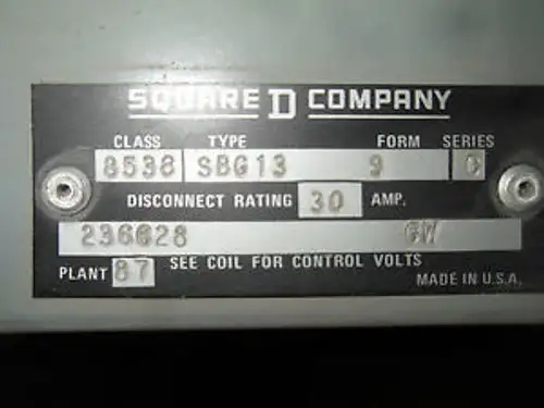 1 Square D 8538-Sbg-13 Ac Combination Starter