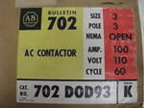Allen Bradley Contactor Relay Series K Part# 702-D0D93