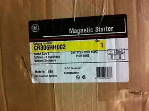 GE CR306HH002 General Electric size 6 starter 120v coil SEALED