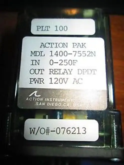 ACTION PAK MDL 1400-7552N IN 0-250F OUT RELAY DPDT PWR 120V AC PLT 100 (H5)