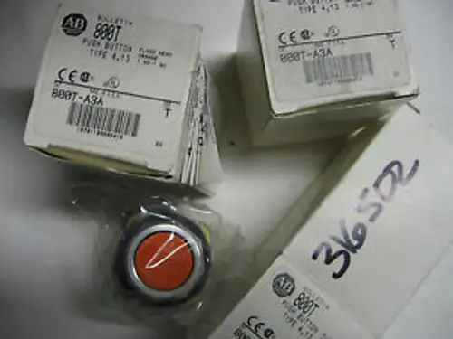 Three - Allen Bradley 800T-A3A Series T - Flush Head Orange Switch -