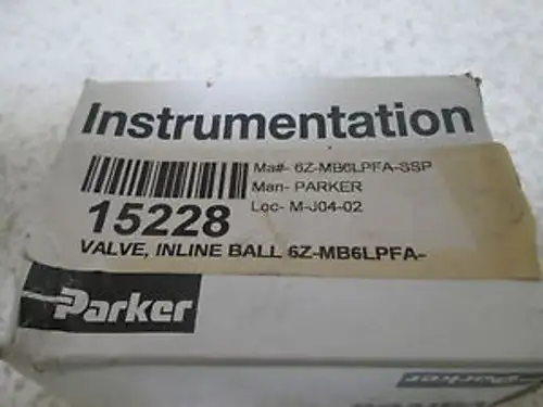 PARKER 6Z-MB6LPFA-SSP INLINE BALL VALVE