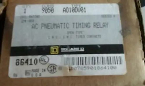 SQUARE D 9050-AO10DV01 AC PNEUMATIC TIMING RELAY SERIES A 24V COIL