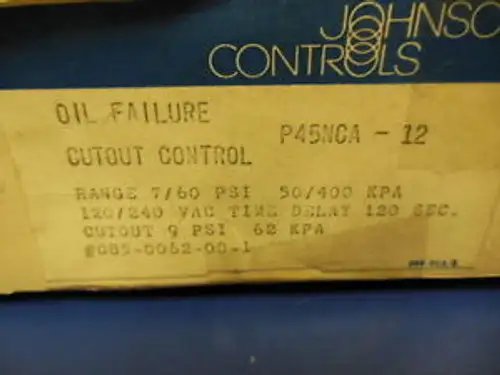 Johnson Controls P45NCA-12 yağ arıza kesme kontrol cihazı