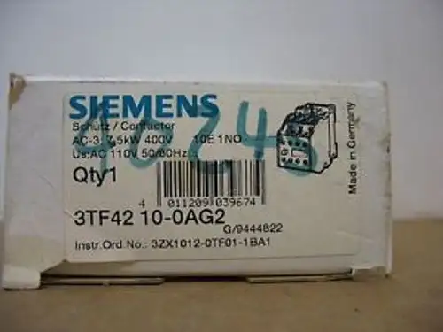 Siemens 3TF42 10-0AG2 3 Pole 7.5 KW Contactor 110V Coil 3TF42100AG2
