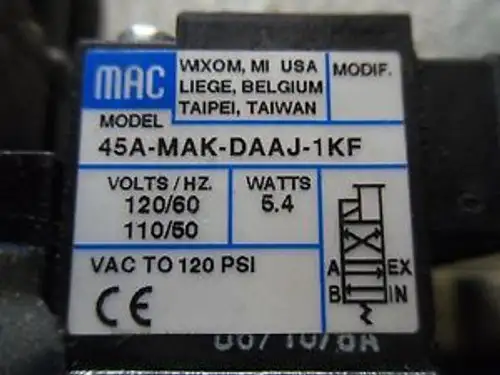 V5-2 1 3 MAC VALVES 45A-MAK-DAAJ-1KF SOLENOID VALVES