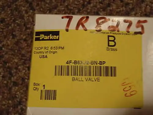 PARKER INSTRUMENTATION VALVE 4F-B6XJ2-BN-BP BALL VALVE BRASS