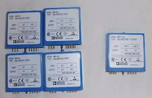 4 Analog Devices 5B31-02 & 1 5B37-T-03 Single Channel Conditioning Module