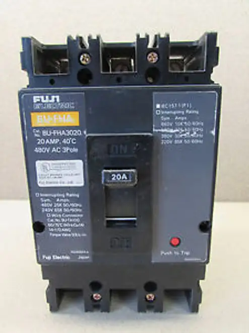 Fuji Electric Bu-Fha3020 Circuit Breaker 20A 480V 3-Pole