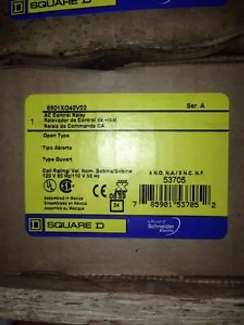 8501X040V02 Square D Ac Control Relay Type 120 V Coil