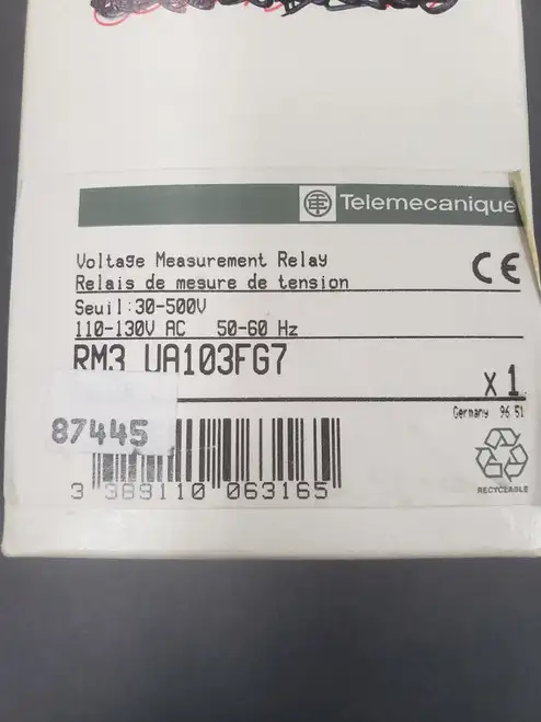 TELEMECANIQUE RM3-UA103F-G7 VOLTAGE RELAY