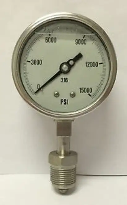 Pressure Gauge 0-15 000 Psi 4 Inch 9/16 Auto Clave Pic Gauges 4001-9Lv-Gf