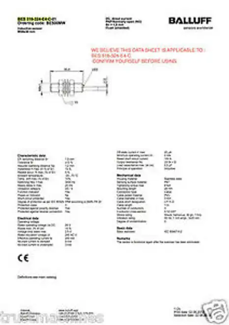 Balluff Bes 516-324-E4-C DC PNP NO SN=1.5mm M8X30 flush sensör