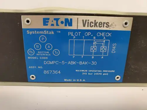 Vickers DGMPC-5-ABK-BAK-30 4570 Psi zawór przelewowy pilotowy