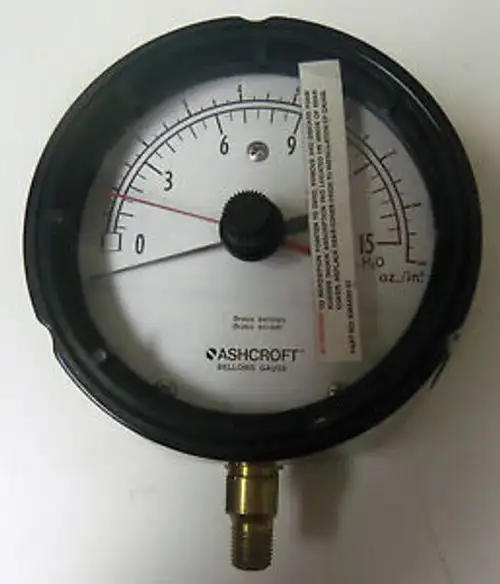 Ashcroft Bellows Gauge With Brass Socket 1/4 Npt 238A520-01 238A52001