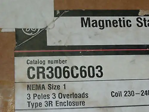 #1430 Cr306C603 Magnetic Starter Surplus 3R Never Size 1 230 Coil